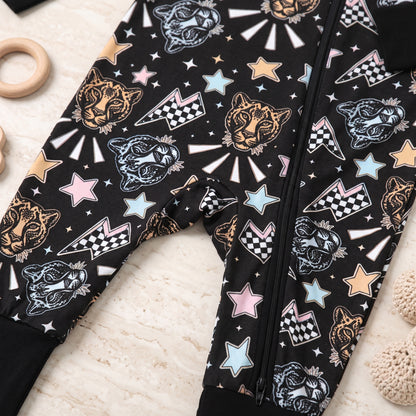 Leopard Star Baby Zip Romper