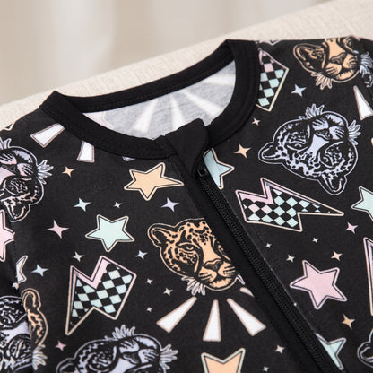Leopard Star Baby Zip Romper