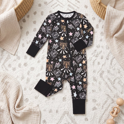 Leopard Star Baby Zip Romper