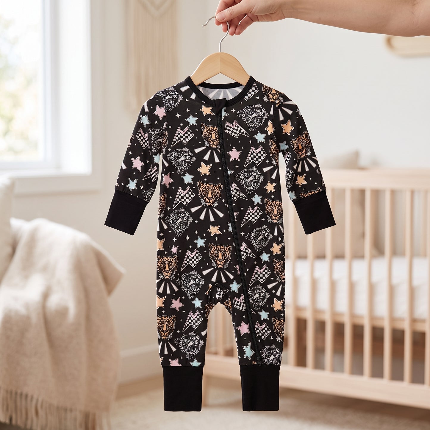 Leopard Star Baby Zip Romper