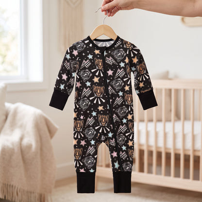 Leopard Star Baby Zip Romper