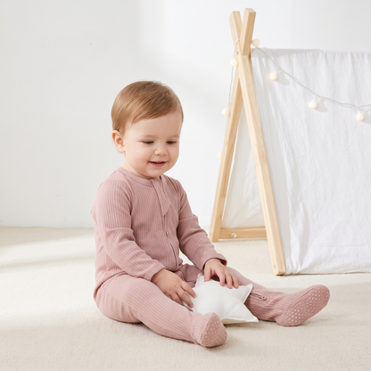 Lilo Infant Ribbed Footie Sleeper in Pink
