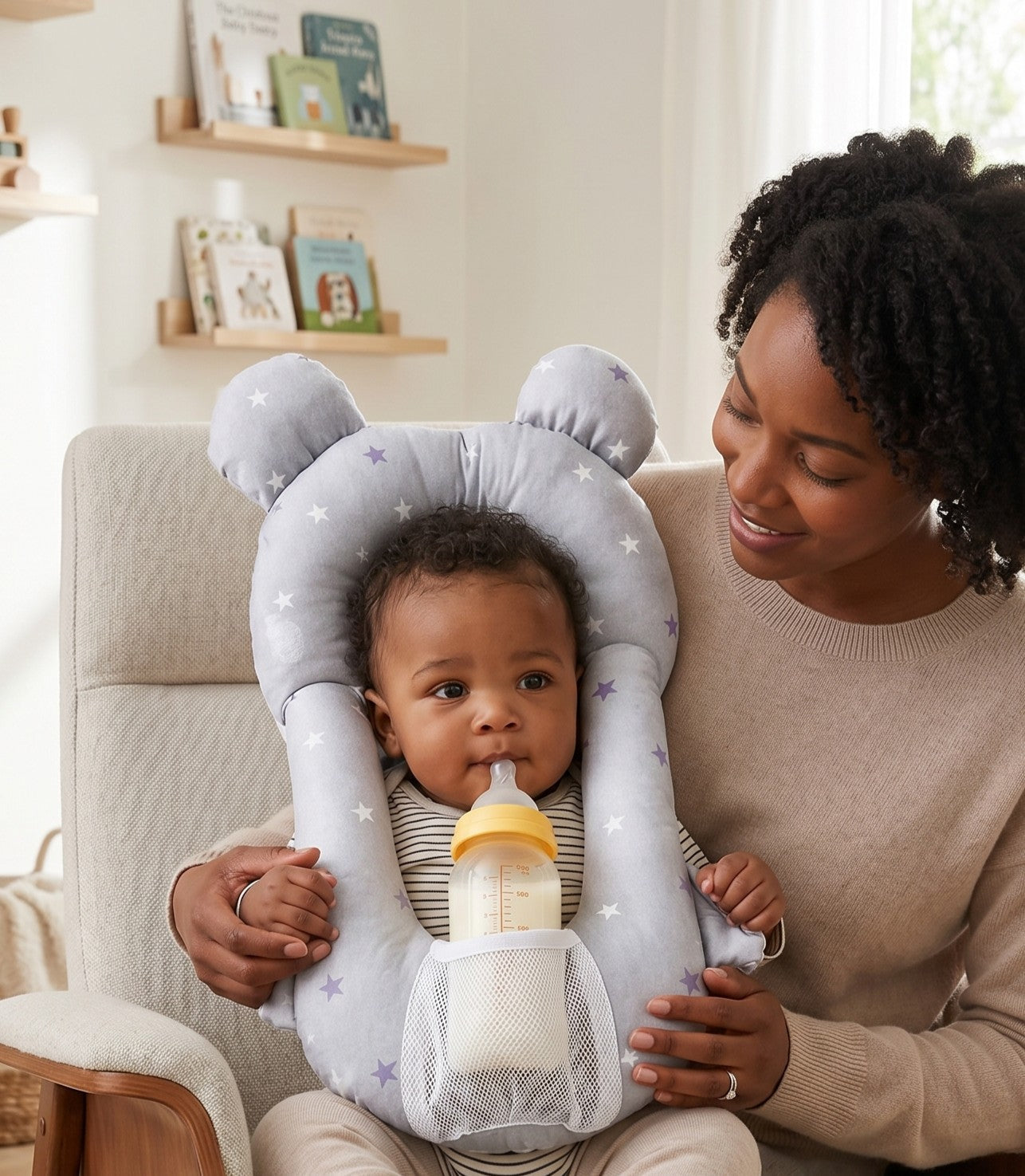 2 in 1 Baby Pillow with Bottle Holder