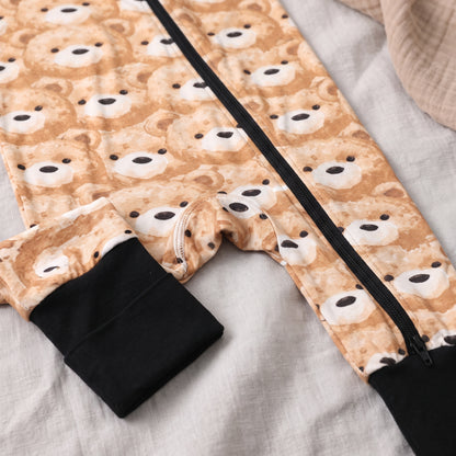 Brown Bear Baby Zip Romper