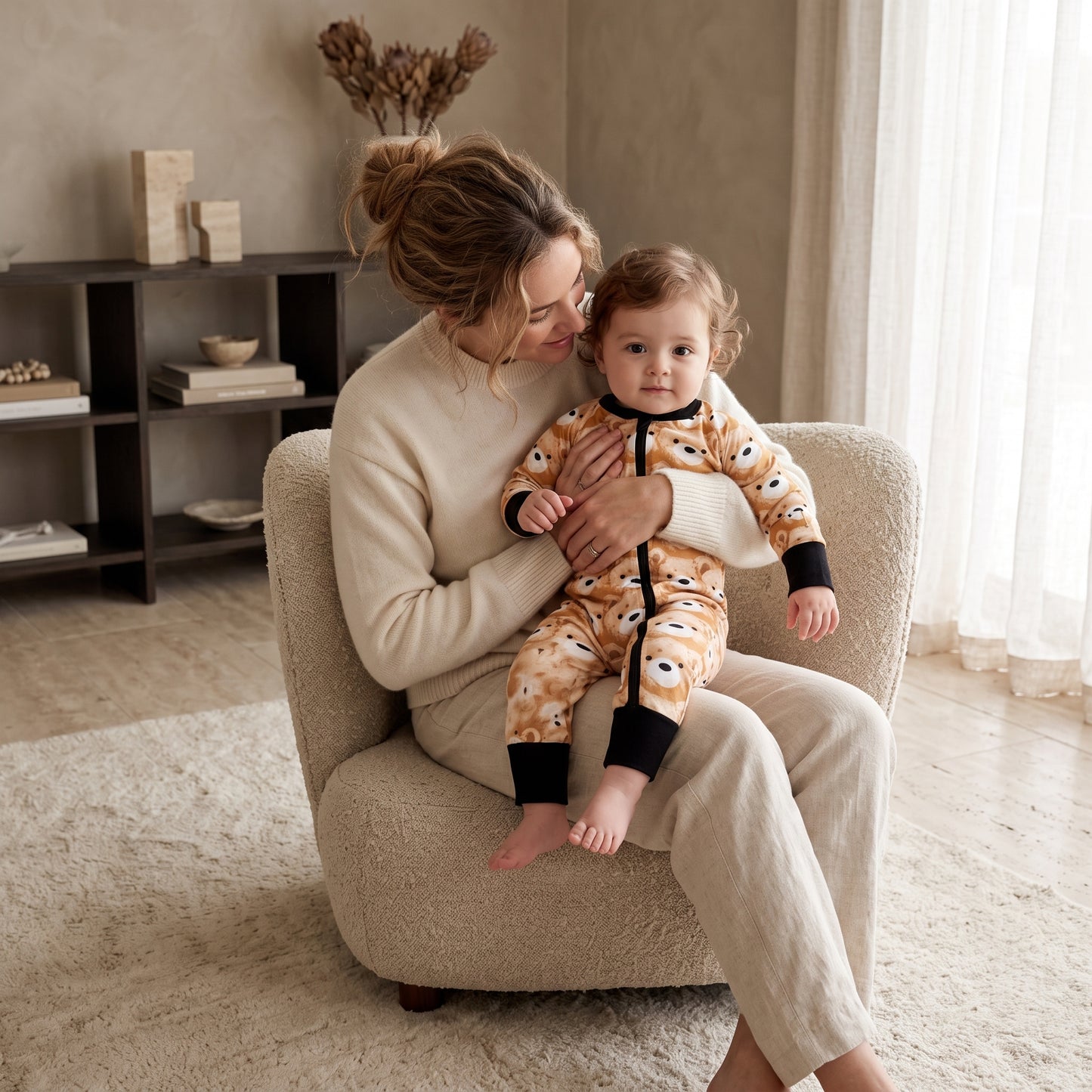 Brown Bear Baby Zip Romper