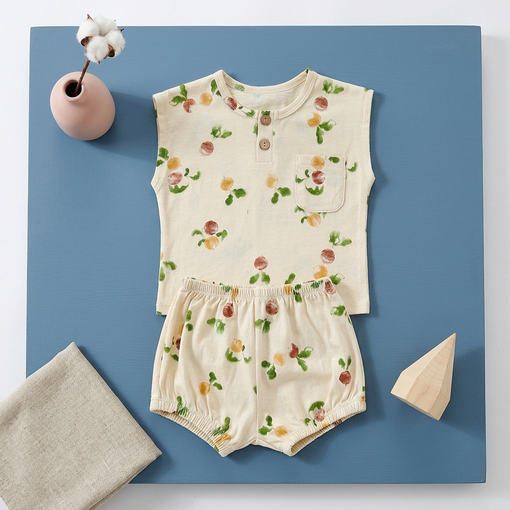 Sage Cotton Sleeveless Baby Two Piece Set