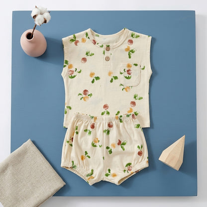 Sage Cotton Sleeveless Baby Two Piece Set