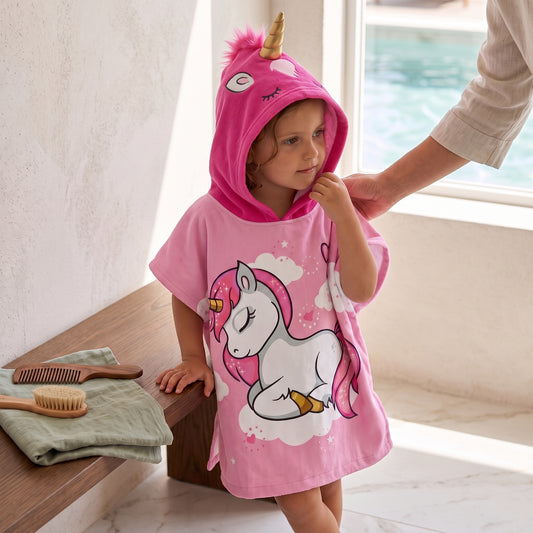 Hooded Kids Beach Poncho Towel