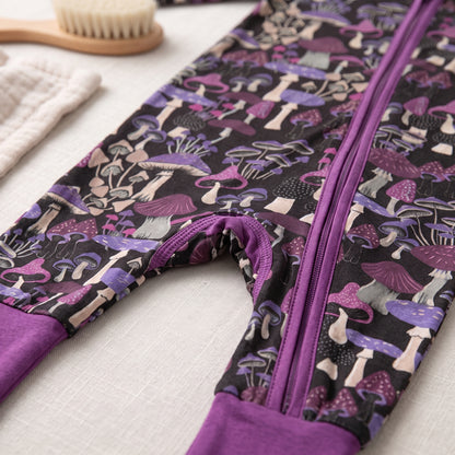 Purple Mushroom Baby Zip Romper