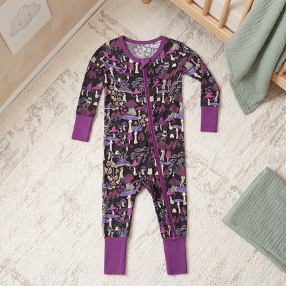 Purple Mushroom Baby Zip Romper
