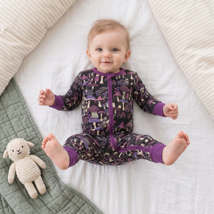 Purple Mushroom Baby Zip Romper