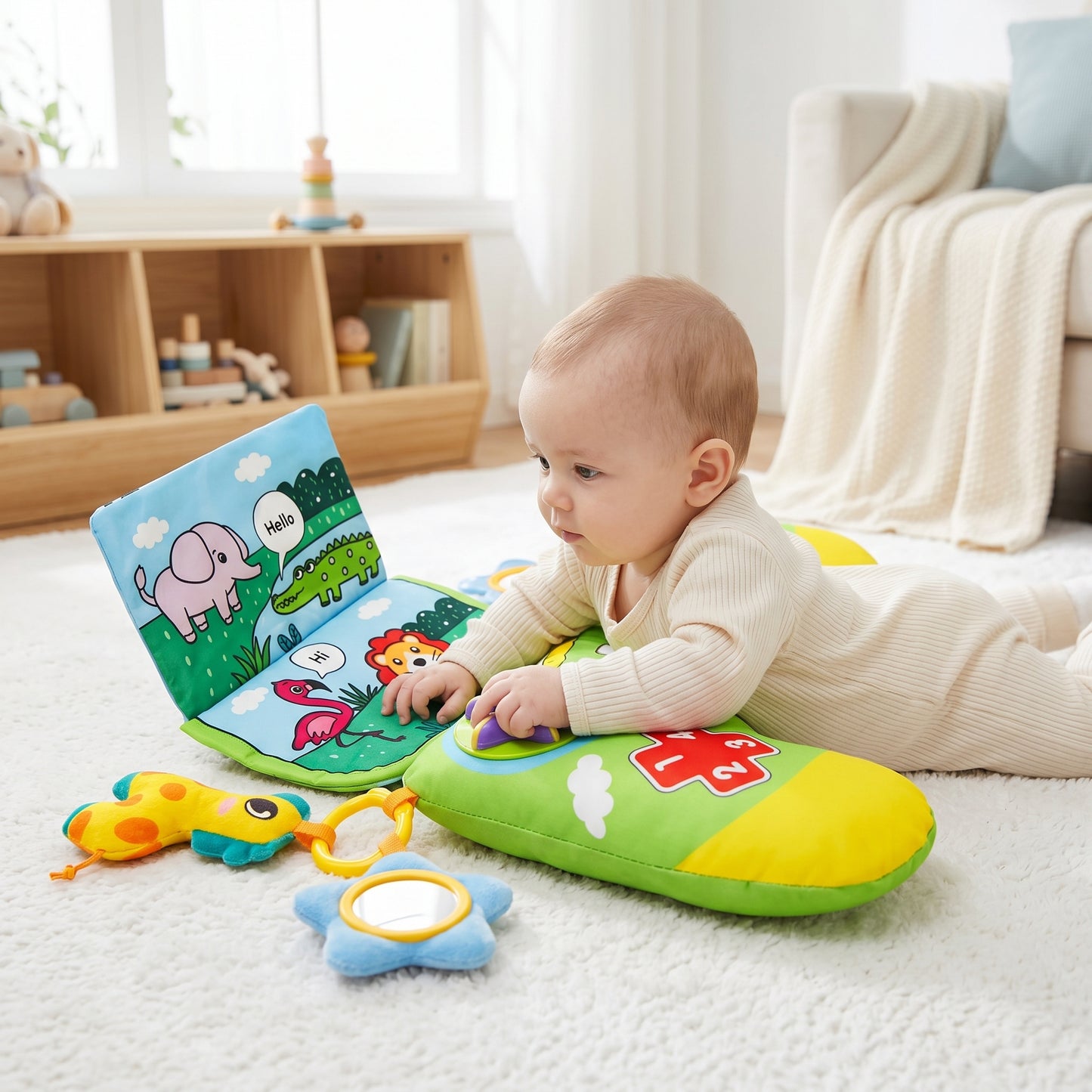 Tummy Time Pillow with Sensory Learning Toys