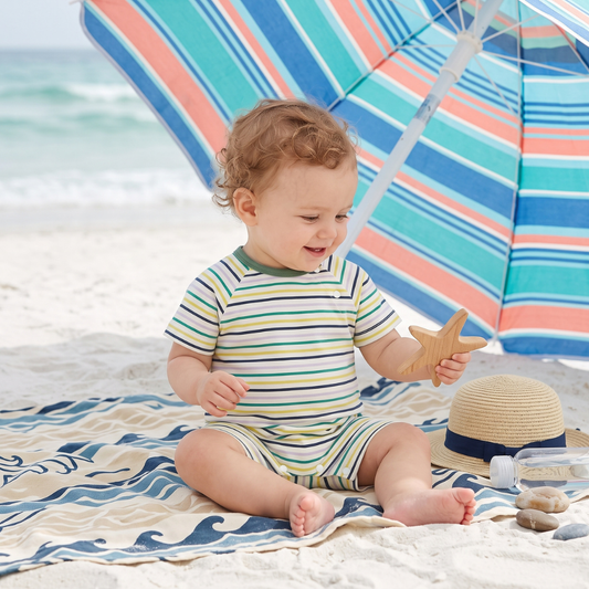 Lilo Baby Jumper in Green Fine Stripe