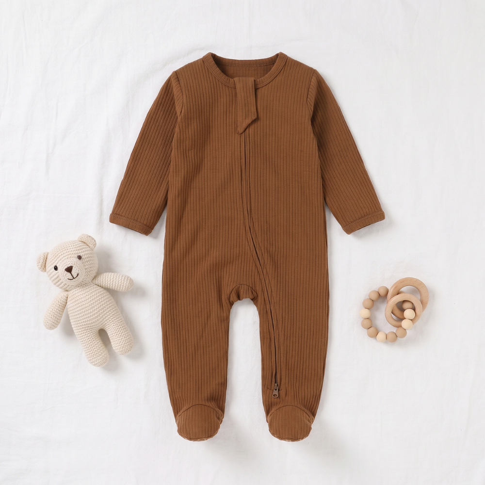 Lilo Infant Ribbed Footie Sleeper in Camel