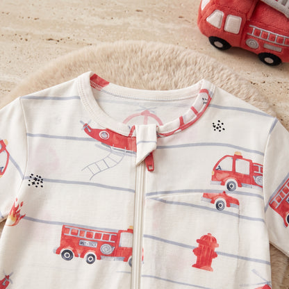 Fire Truck Baby Zip Romper