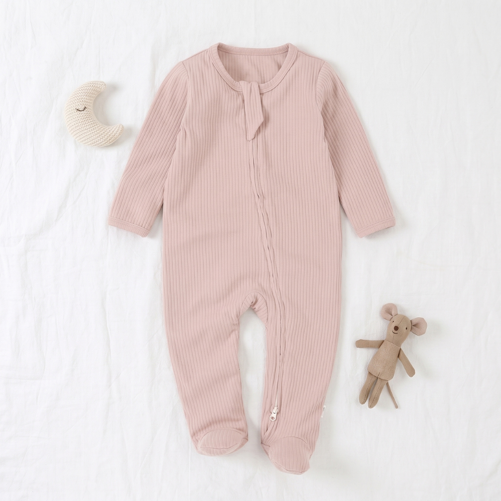 Lilo Infant Ribbed Footie Sleeper in Dusty Mauve