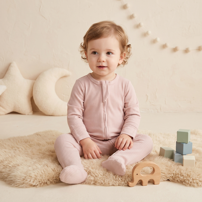 Lilo Infant Ribbed Footie Sleeper in Dusty Mauve