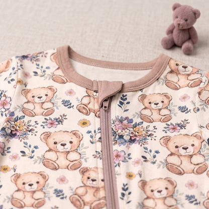 Bouquet Bear Baby Zip Romper