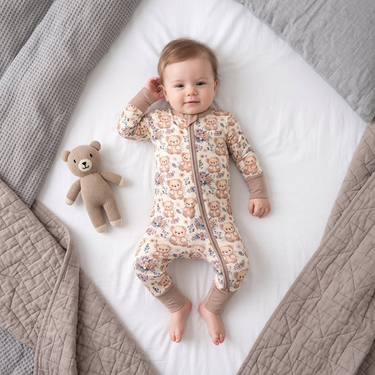 Bouquet Bear Baby Zip Romper