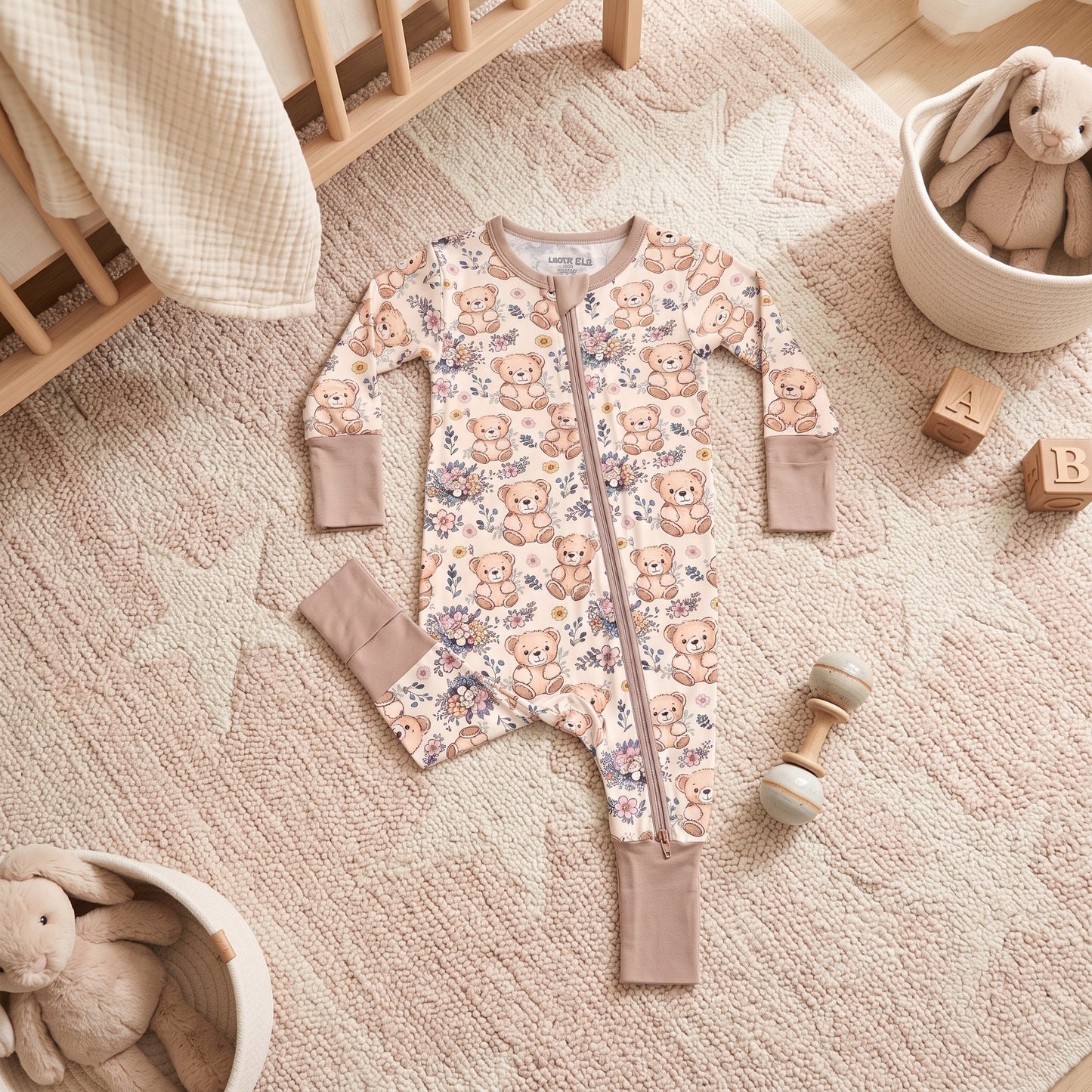 Bouquet Bear Baby Zip Romper