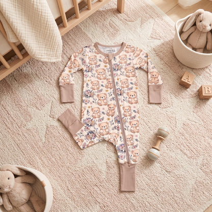 Bouquet Bear Baby Zip Romper