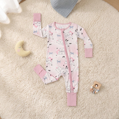 Pink Puppy Baby Zip Romper