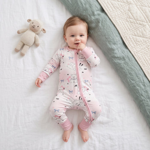 Pink Puppy Baby Zip Romper