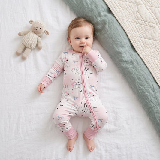 Pink Puppy Baby Zip Romper