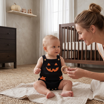 Lilo Pumpkin Sleeveless Baby Romper - Black