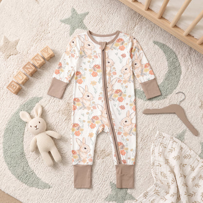 Flower Bunny Baby Zip Romper