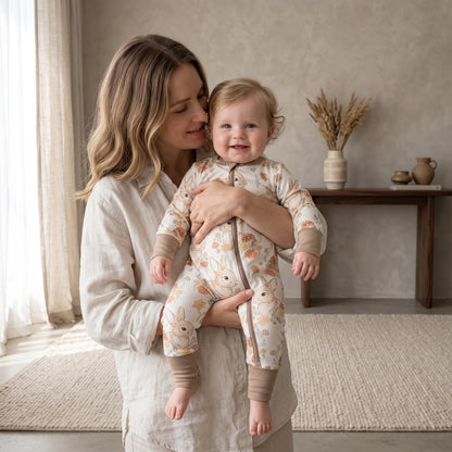 Flower Bunny Baby Zip Romper