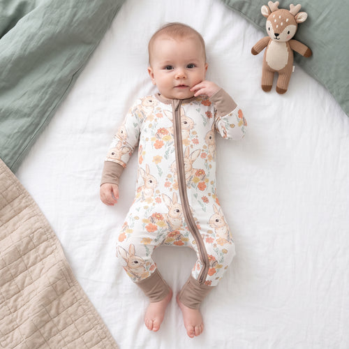 Flower Bunny Baby Zip Romper