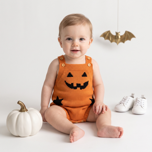 Lilo Pumpkin Sleeveless Baby Romper - Orange