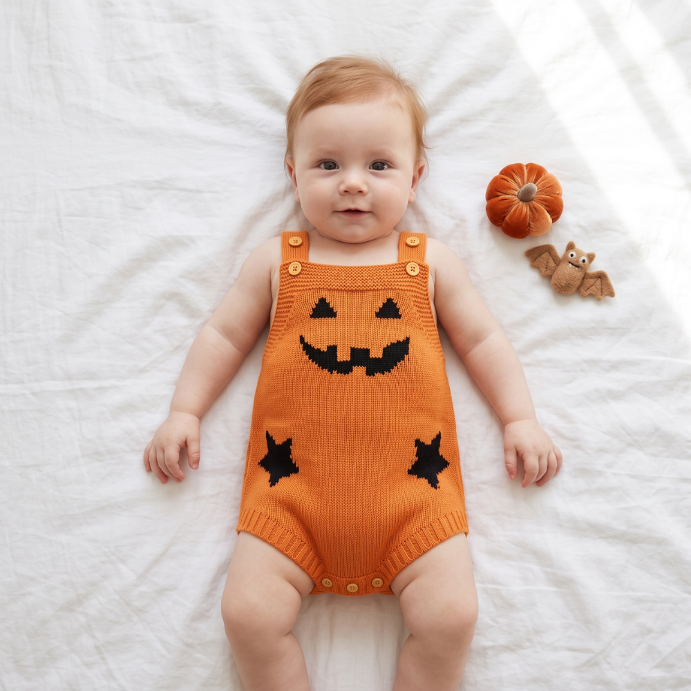 Lilo Pumpkin Sleeveless Baby Romper - Orange