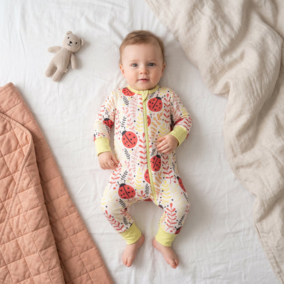 Spring Ladybug Baby Zip Romper