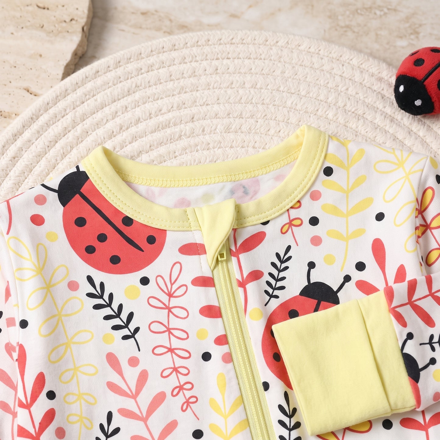 Spring Ladybug Baby Zip Romper