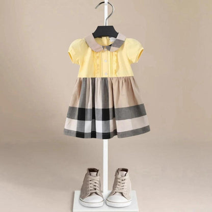 Baby Lilo Beige Plaid Vintage Girls Dress