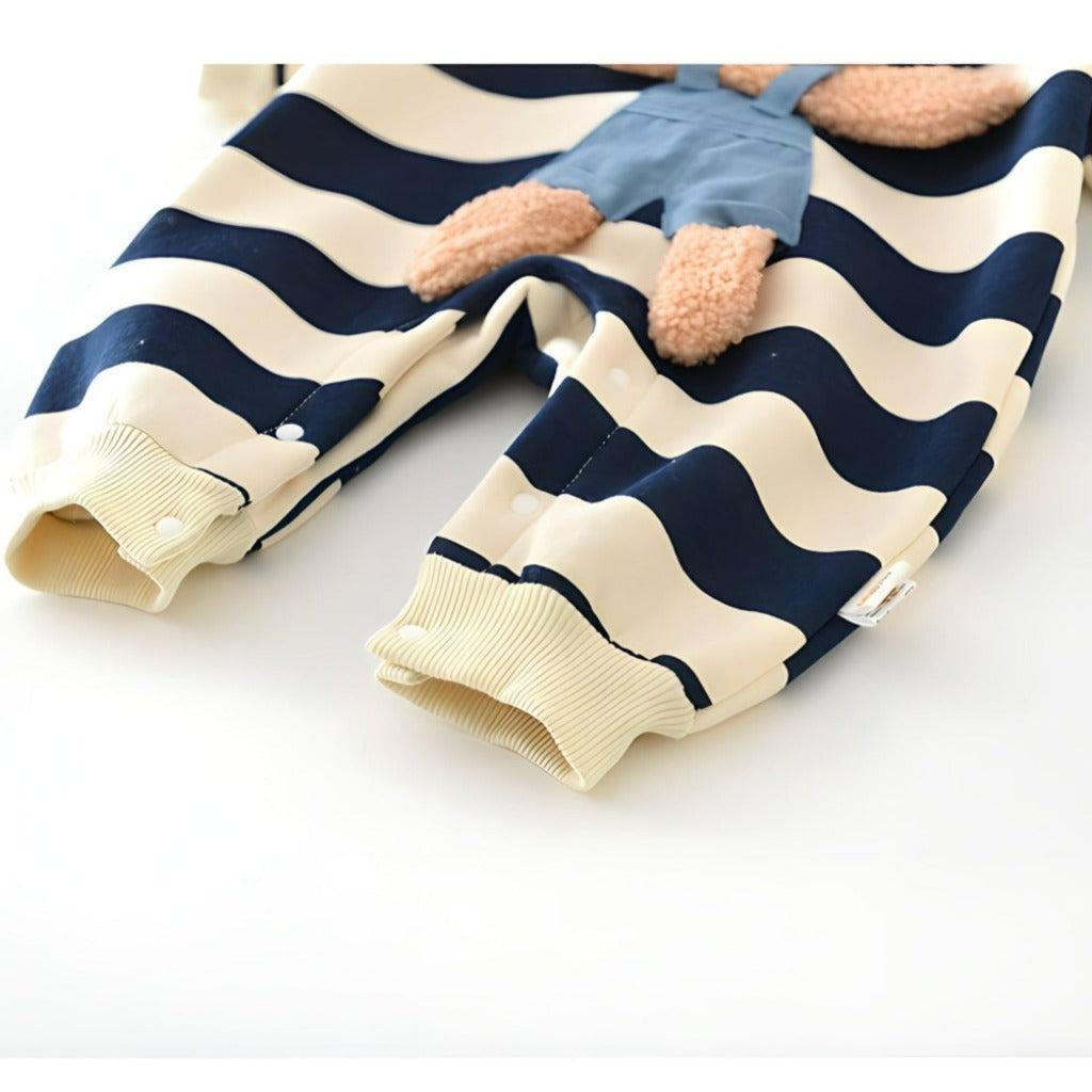 Baby Lilo Bear Print Fleece Lined Baby Romper