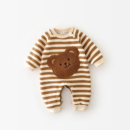 Baby Lilo Bear Print Fleece Lined Baby Romper