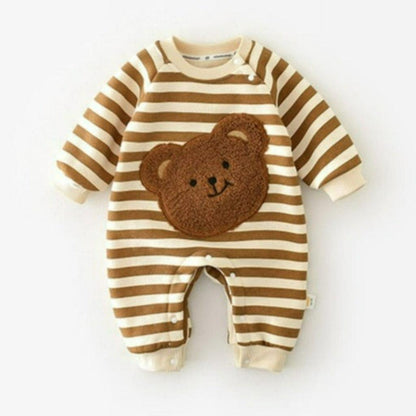 Baby Lilo Bear Print Fleece Lined Baby Romper