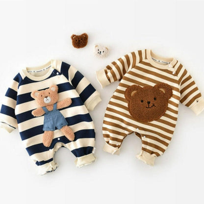 Baby Lilo Bear Print Fleece Lined Baby Romper