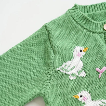 Wren Duck Knit Cotton Girls Cardigan
