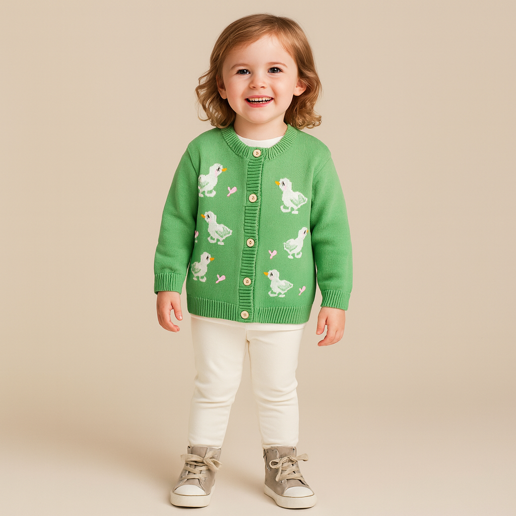 Wren Duck Knit Cotton Girls Cardigan