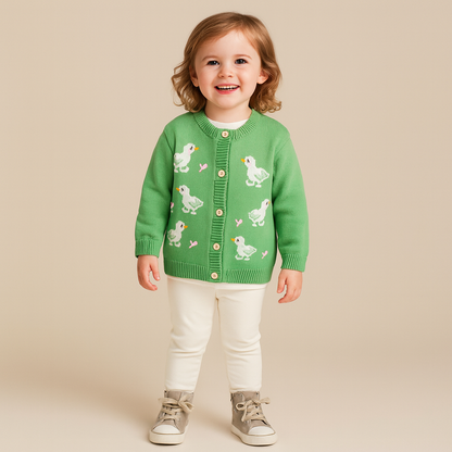Wren Duck Knit Cotton Girls Cardigan