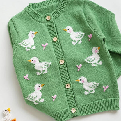 Wren Duck Knit Cotton Girls Cardigan
