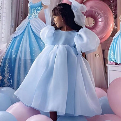 Baby Lilo Organza Puff Sleeve Midi Dress