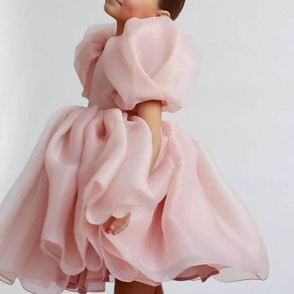 Baby Lilo Organza Puff Sleeve Midi Dress