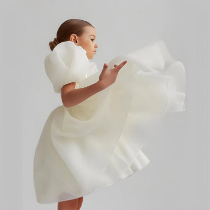 Baby Lilo Organza Puff Sleeve Midi Dress