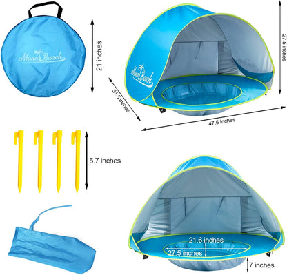 Pop-Up Sun Canopy Tent with Baby Pool