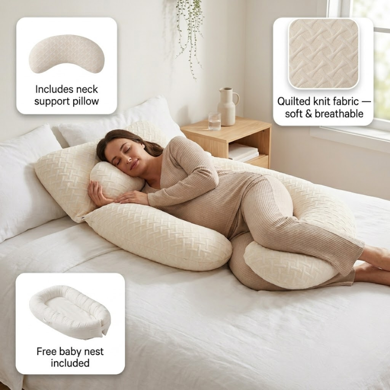 G-Shape Pregnancy Pillow Set with Neck and Waist Pillows